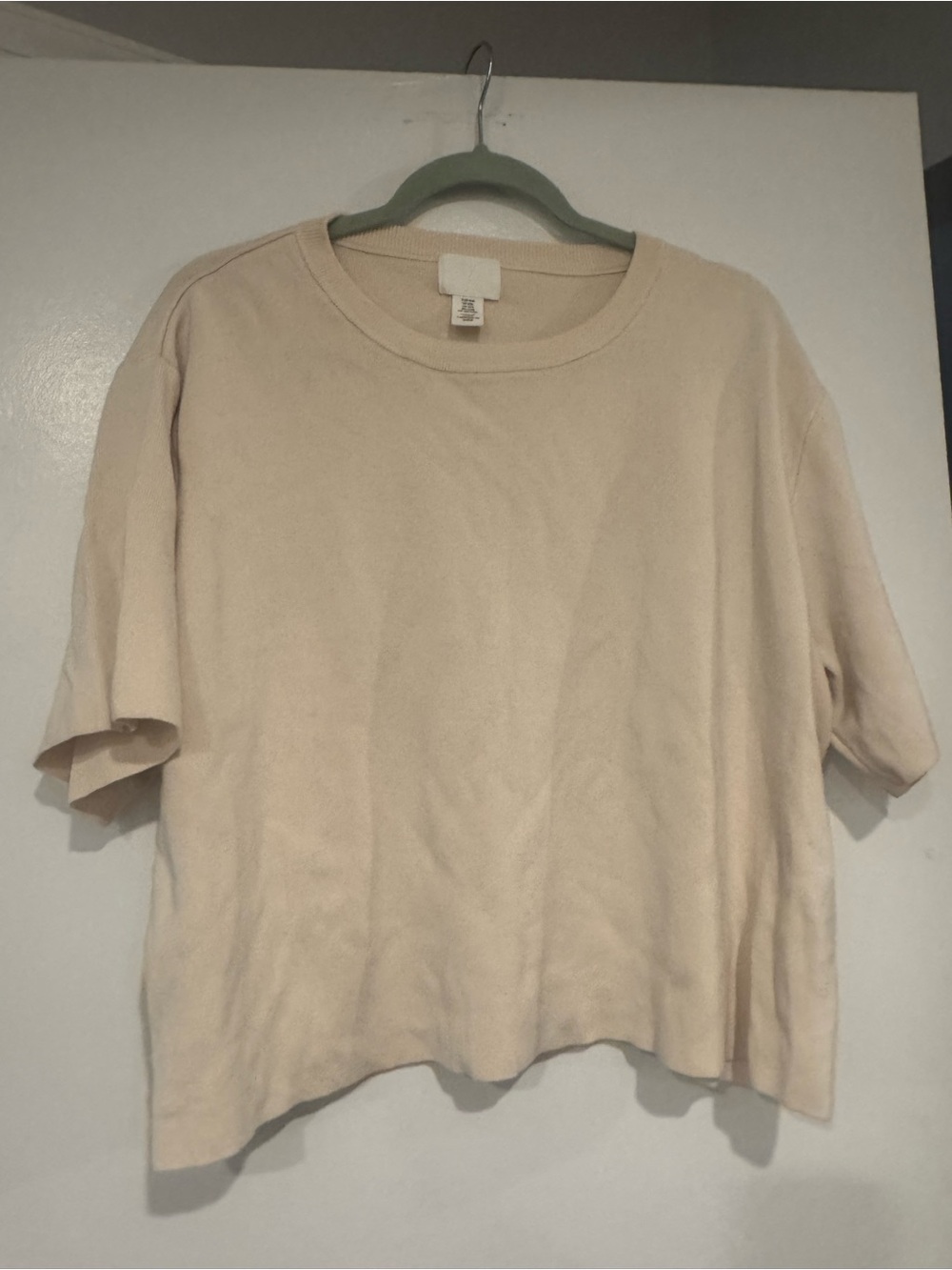 Cream Short Sleeve Knit Top